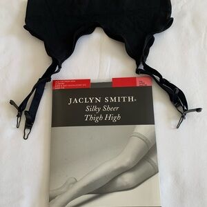 Black garter/lace top thigh high stockings